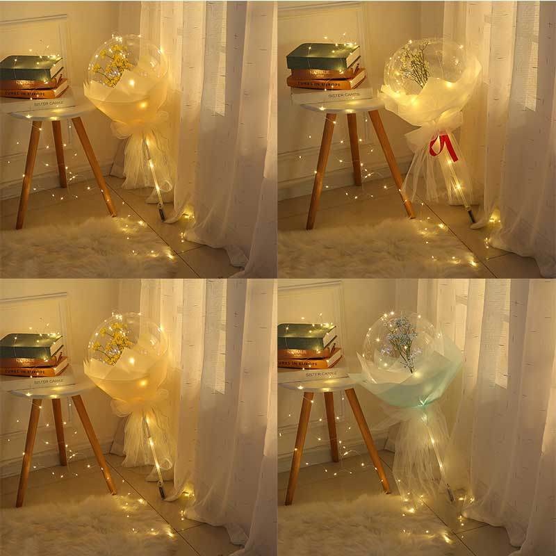 Bó hoa Gypsophila trong suốt có đèn LED phát sáng dùng làm quà tặng đám cưới DIY độc đáo