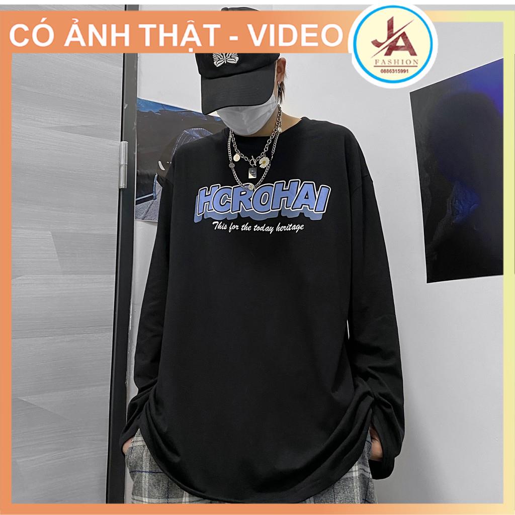 Áo thun tay dài form rộng  in chữ HCROHAI, áo sweater Unisex nam nữ phong cách ulzzang JASHOP | BigBuy360 - bigbuy360.vn