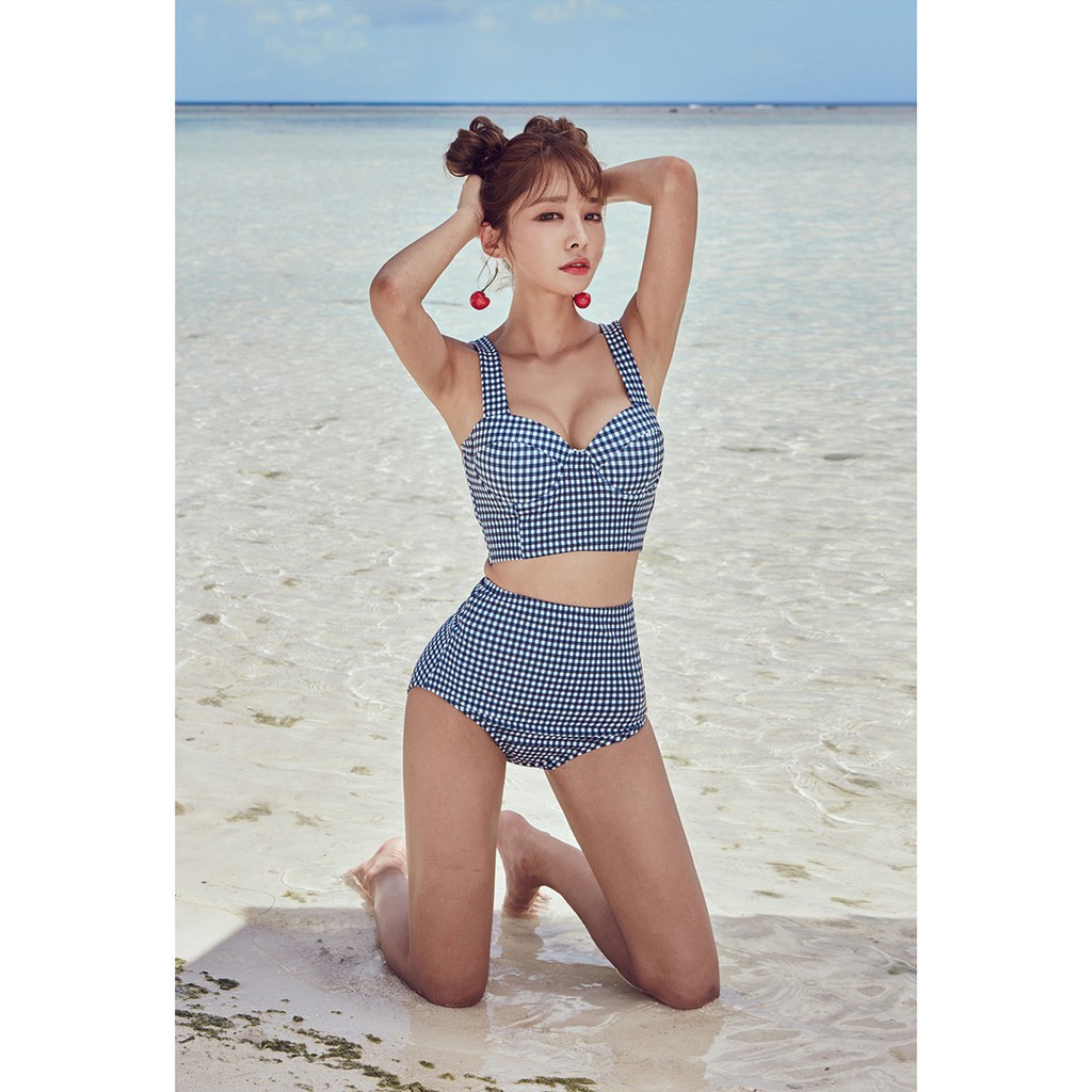 Bộ Đồ Bơi Đi Tắm Biển Nữ Bikini 2 Mảnh Kẻ Caro (1 Set Áo Bra Và Quần Lót) | BigBuy360 - bigbuy360.vn