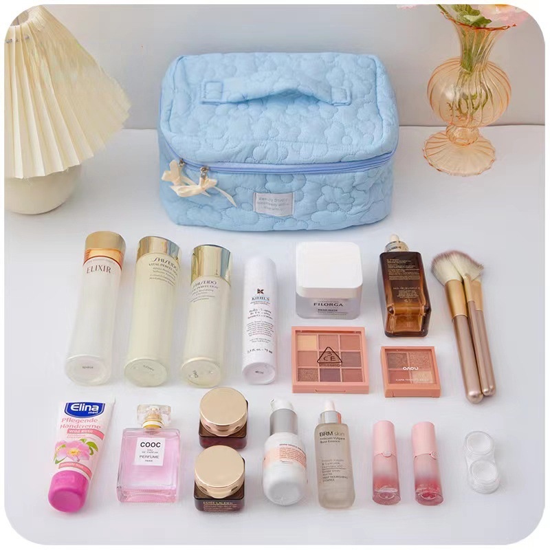 Túi Đựng Mỹ Phẩm Sức Chứa Lớn Họa Tiết Hoa Màu Kẹo Ngọt