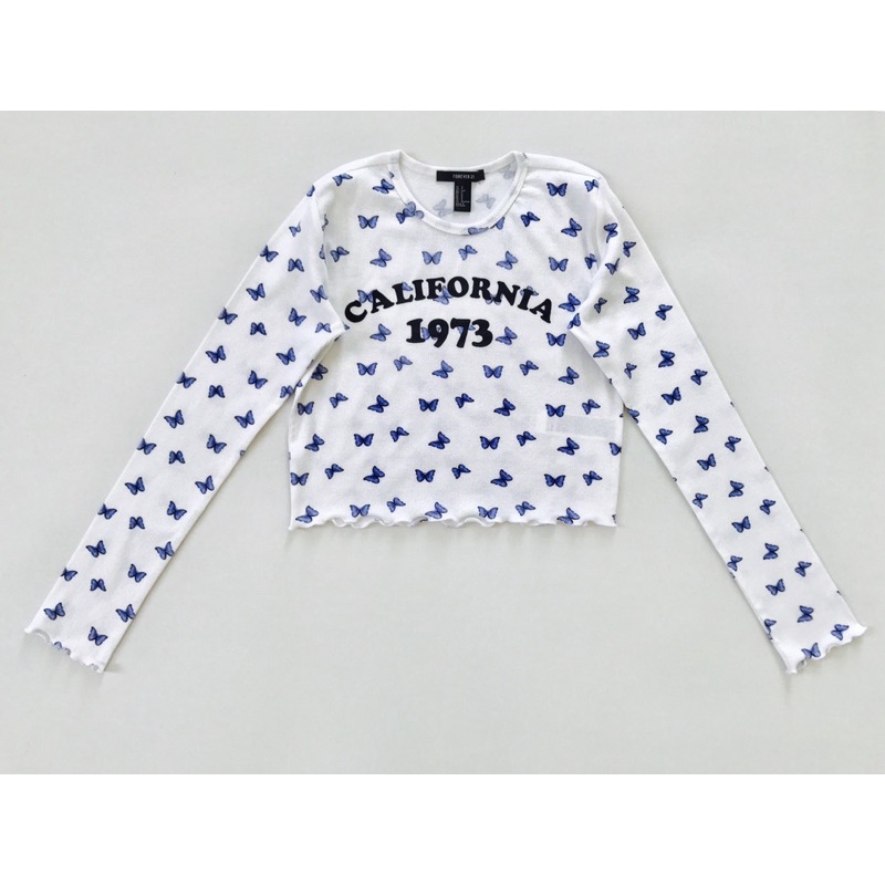 Áo croptop ôm dài tay xoăn lai hình Bướm vnxk