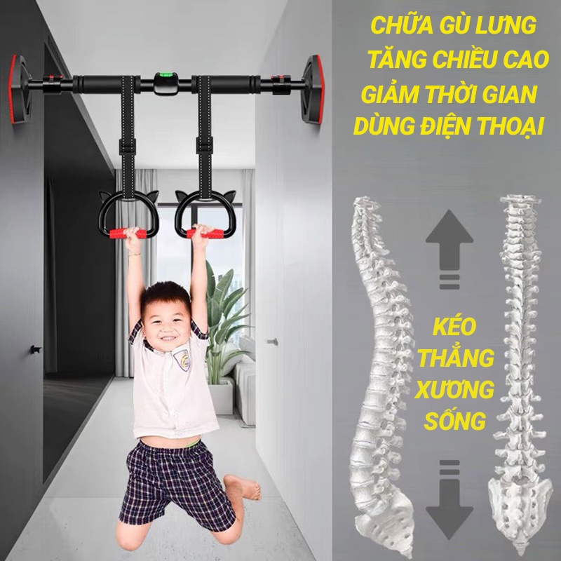 Xà đơn gắn cửa treo tường FITEZY đa năng có thước thăng bằng và chốt chống xoay Gym 2022