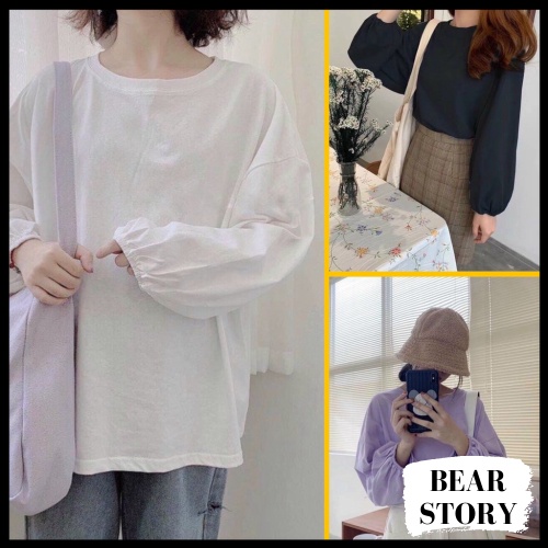 ÁO THUN TAY DÀI FORM RỘNG TAY BO chất đẹp | Áo unisex tay dài - AK0031 | bear.story