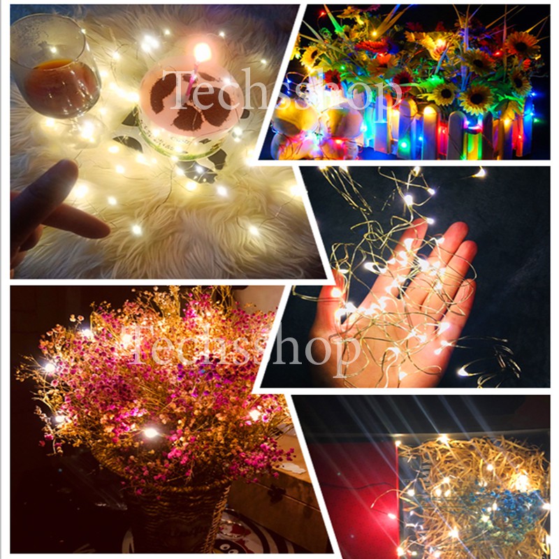 Dây Đèn Led Đom Đóm Trang Trí Dài 1M Kèm Theo 2 Pin Cúc Áo - Phụ Kiện Trang Trí Noel, Tết