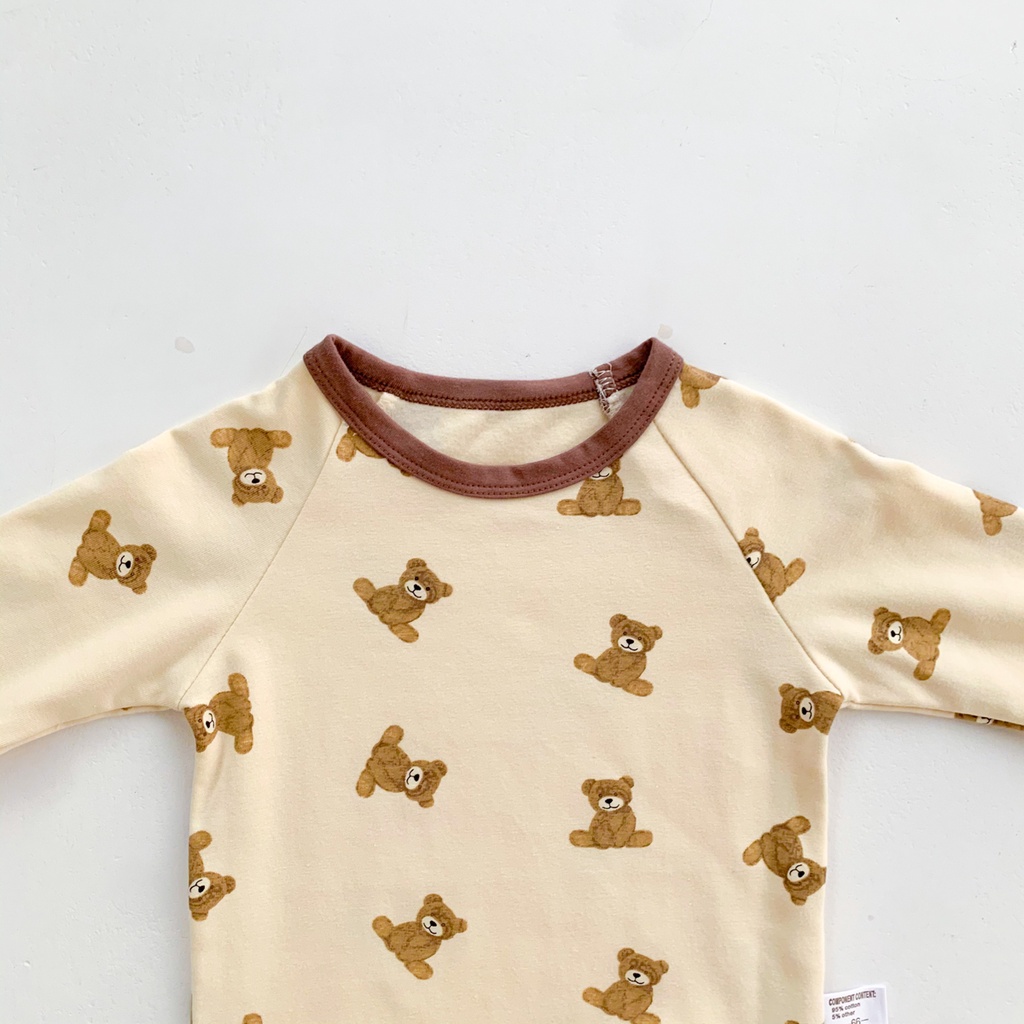 Bộ áo liền thân tay dài + nón vải bằng cotton in hình cà rốt đáng yêu cho bé