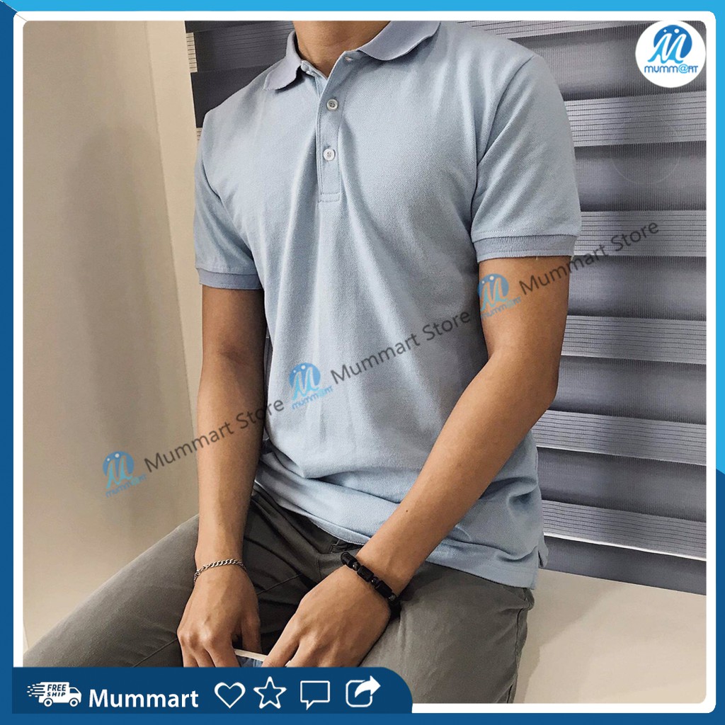 Áo thun nam có cổ vải thun cá sấu, dáng vừa, nguyên tem mác - Mummart