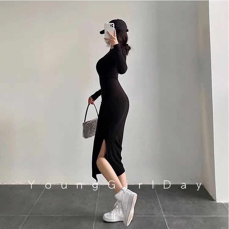 [ SIÊU CHECKCHI ] VÁY BODY KHOÉT VAI NỮ, VÁY LEN DÀI TAY ÔM SÁT CỰC PHONG CÁCH (TL4) | BigBuy360 - bigbuy360.vn