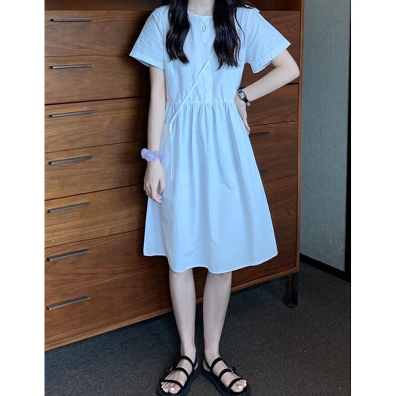 Đầm dáng rộng thiết kế đơn giản dễ thương phong cách Nhật Bản