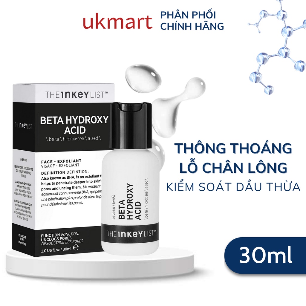 Tinh Chất Tẩy Da Chết BHA The Inkey List Beta Hydroxy Acid Exfoliant 30ml