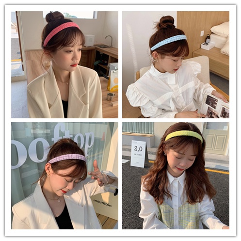 Băng đô cài tóc họa tiết kẻ sọc phong cách Hàn Quốc cổ điển thời trang cho nữ