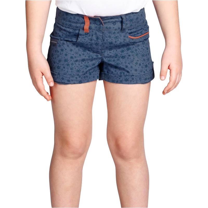 Quần short leo núi dã ngoại Decathlon QUECHUA Hike 500 cho bé gái - Họa tiết xám size 2 Tuổi