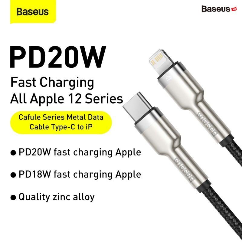 Dây sạc nhanh 20w type c to lightning Baseus chính hãng | BigBuy360 - bigbuy360.vn