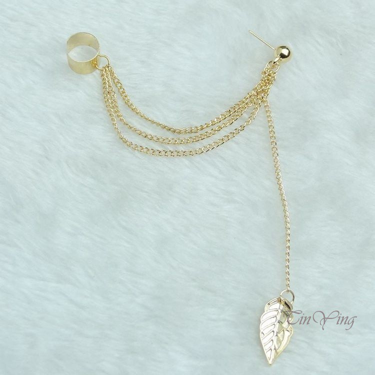 GETNOIVAS Khuyên Vành Tai Hợp Kim Hình Chiếc Lá Xinh Xắn Thời Trang Cho Nữ