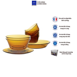 Bộ bàn ăn 12 món D7012LD Duralex - Lys vàng Amber Thủy tinh cường lực cao cấp Pháp [Chính Hãng]