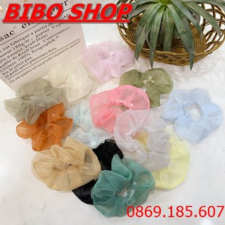 [GIÁ SỐC] Cột Tóc Vải Scrunchies Voan Kính Loại Đẹp, Dây Buộc Tóc Voan Kính Nữ Thời Trang