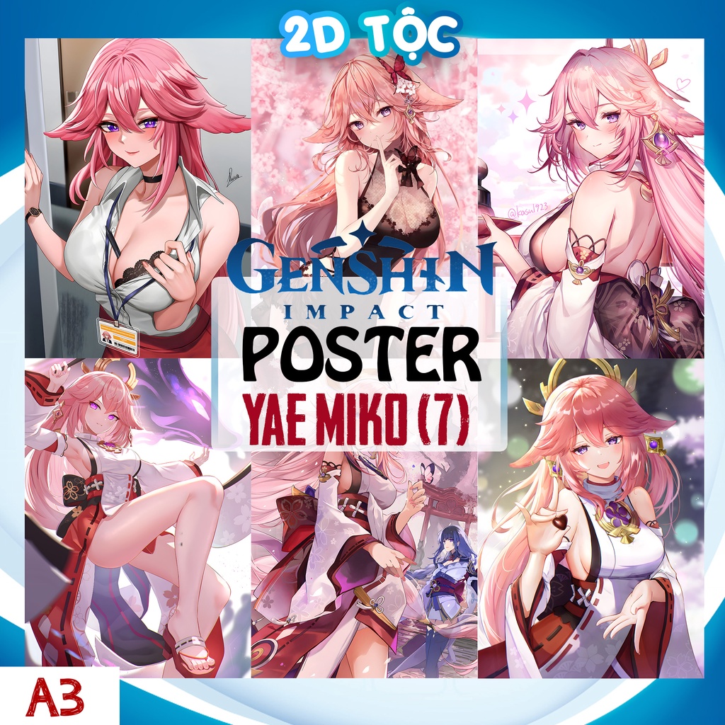 TRANH POSTER A3 GIẤY CHẤT LƯỢNG CAO YAE MIKO (7) GAME GENSHIN IMPACT  - 2D TỘC SHOP