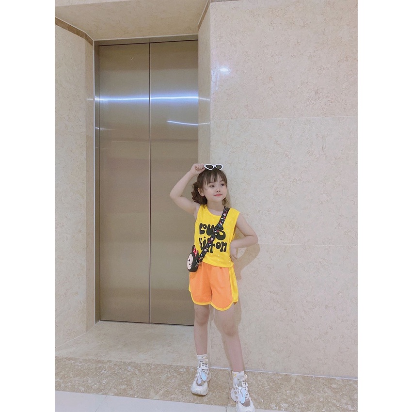 Bộ Quần Áo Trẻ Em 3 Lỗ Luôn Luôn Vui Tươi Vải Cotton Dễ Thương Cho Bé Gái Từ 7-19kg Mã BL27