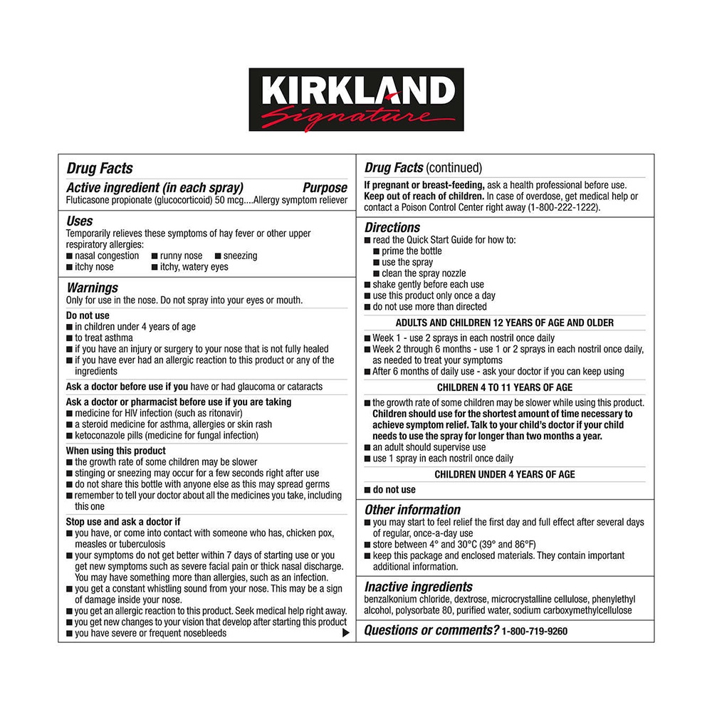 Hỗ trợ giảm xoang dị ứng cho mũi dạng xịt Kirkland Signature Aller-Flo 79ml x5 lọ - DATE 07/2024