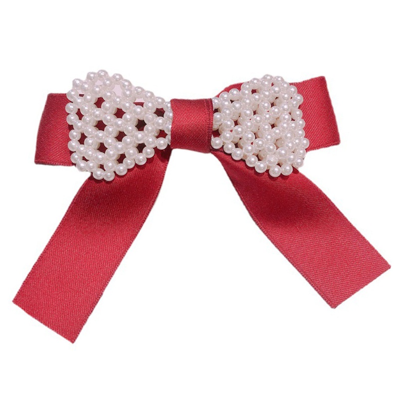 Kẹp Tóc Hình Nơ Đính Ngọc Trai Giả Phong Cách Vintage Dành Cho Nữ