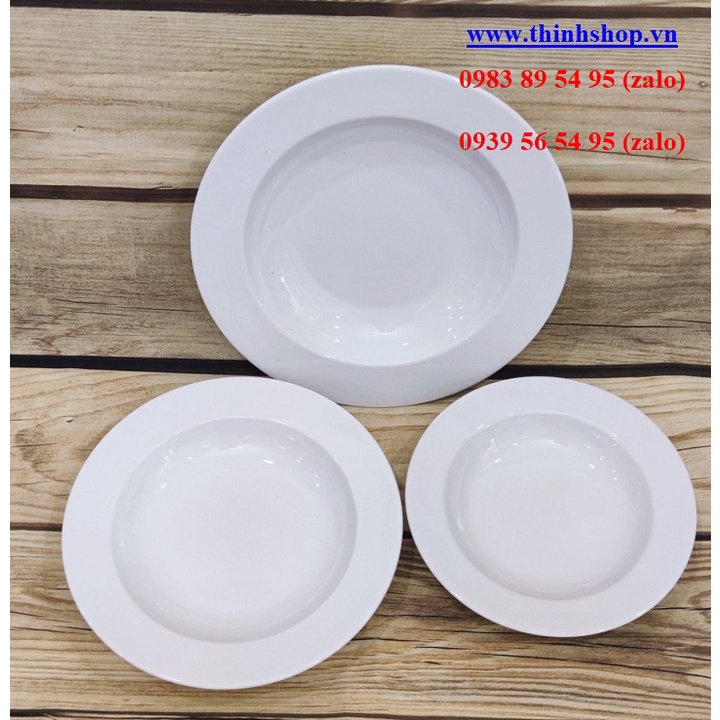 Dĩa súp sứ Minh Long 17,20,23cm - dĩa súp sứ trắng Minh Long