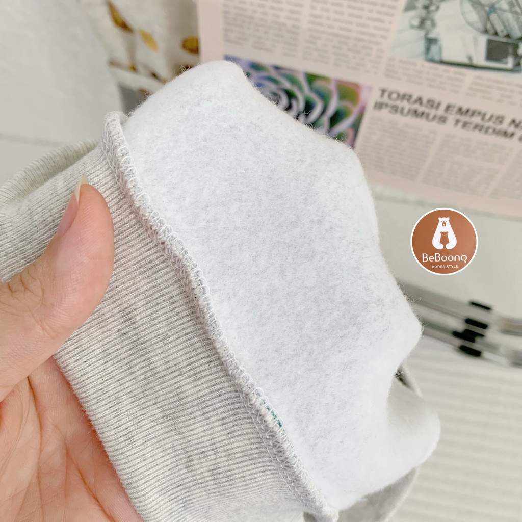 Bộ nỉ bông unisex hoạ tiết xinh xắn, bộ nỉ lót lông dày ấm cho bé hàng đẹp