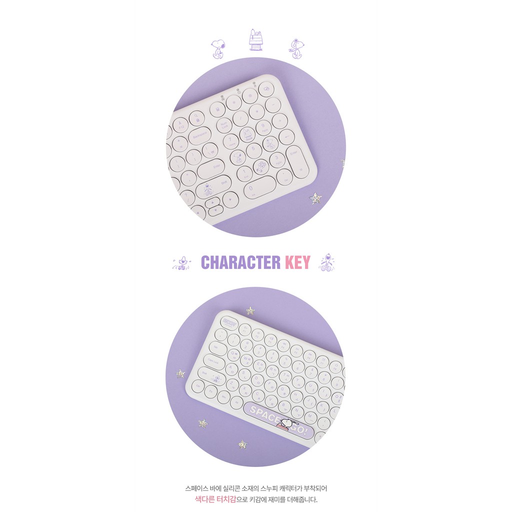 Bàn phím không dây Peanuts Snoopy chống ồn, siêu mỏng nhẹ kết nối qua USB-nano Beens Company