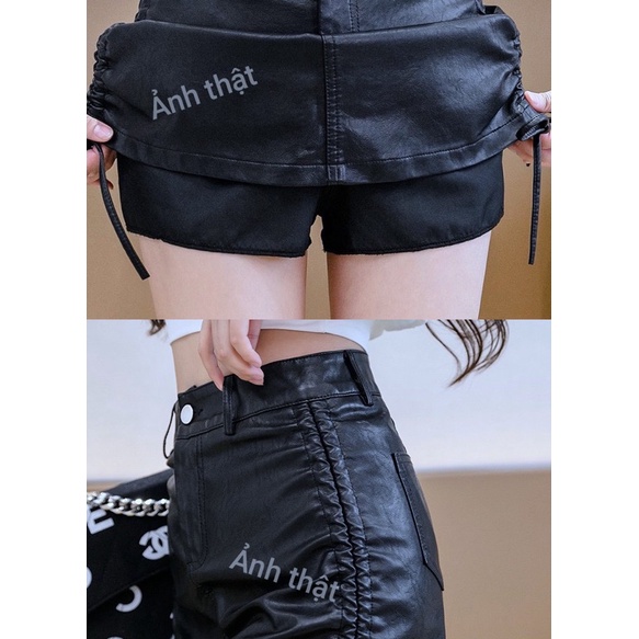 [ Ảnh+Video thật] Chân váy ngắn ⚡FREESHIP⚡ Chân váy da dáng chữ a, rút dây sườn 2 bên hông, siêu tôn dáng, đầy cá tính | BigBuy360 - bigbuy360.vn
