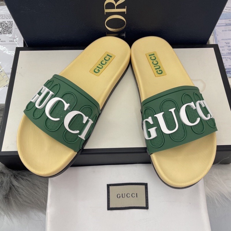 (Có Video + Ảnh Thật) Dép Gucci hoa văn GC Đế cao su thiên nhiên chống thấm nước - Dép Quai Ngang giới tính trang điểm t