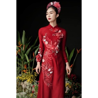 Áo dài lụa thêu tay