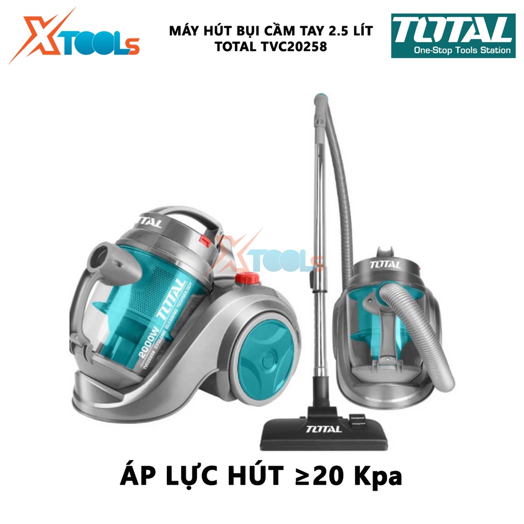 Máy hút bụi cầm tay Total TVC20258 Máy hút bụi mini Công suất hút: 260~330W Dung tích:2.5L Lồng khí thổi: 2.0~2.3 M3/min