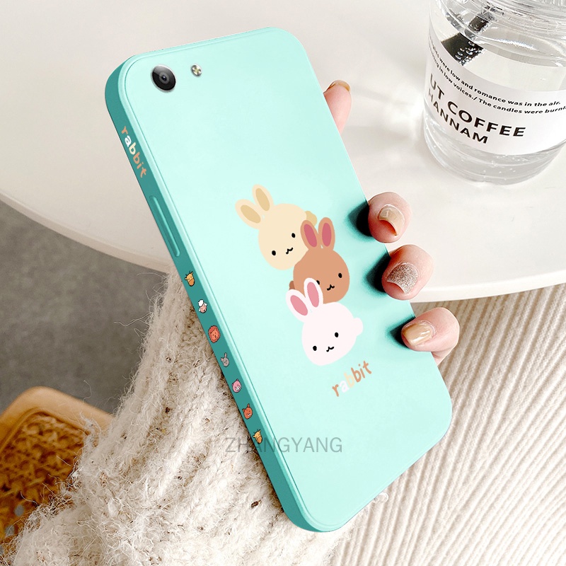 ốp lưng vivo y81 y81i y83 y71 y55 y53 Ốp Điện Thoại TPU Silicone Hình Ba Chú Thỏ Đáng Yêu Kèm Dây Đeo Cho vivo y81 y81i y83 y71 y55 y538i