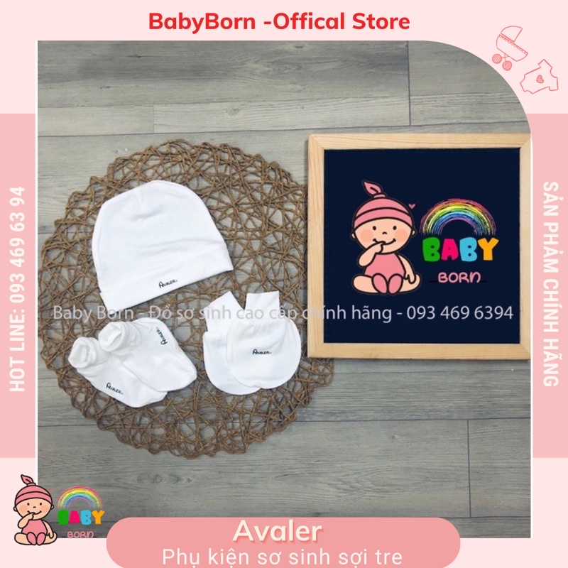 Avaler - Phụ kiện sơ sinh mũ, bao tay chân sợi tre mềm mịn