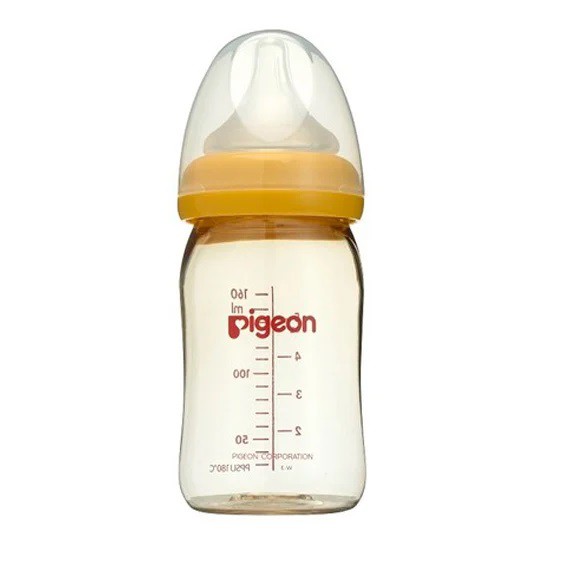 [Mã FMCGM50 - 8% đơn 250K] Bình sữa cổ rộng Pigeon màu vàng 160ml - plus