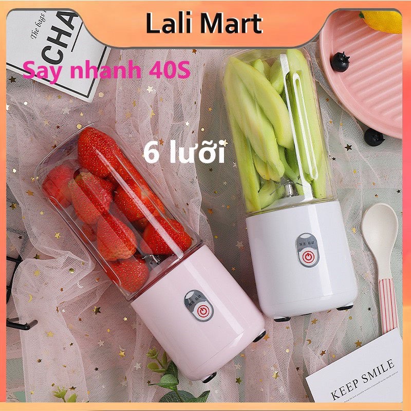 Máy Xay Sinh Tố Đa Năng Cầm Tay dao 6 lưỡi Jicing sử dụng pin sạc - Dung tích 500ml
