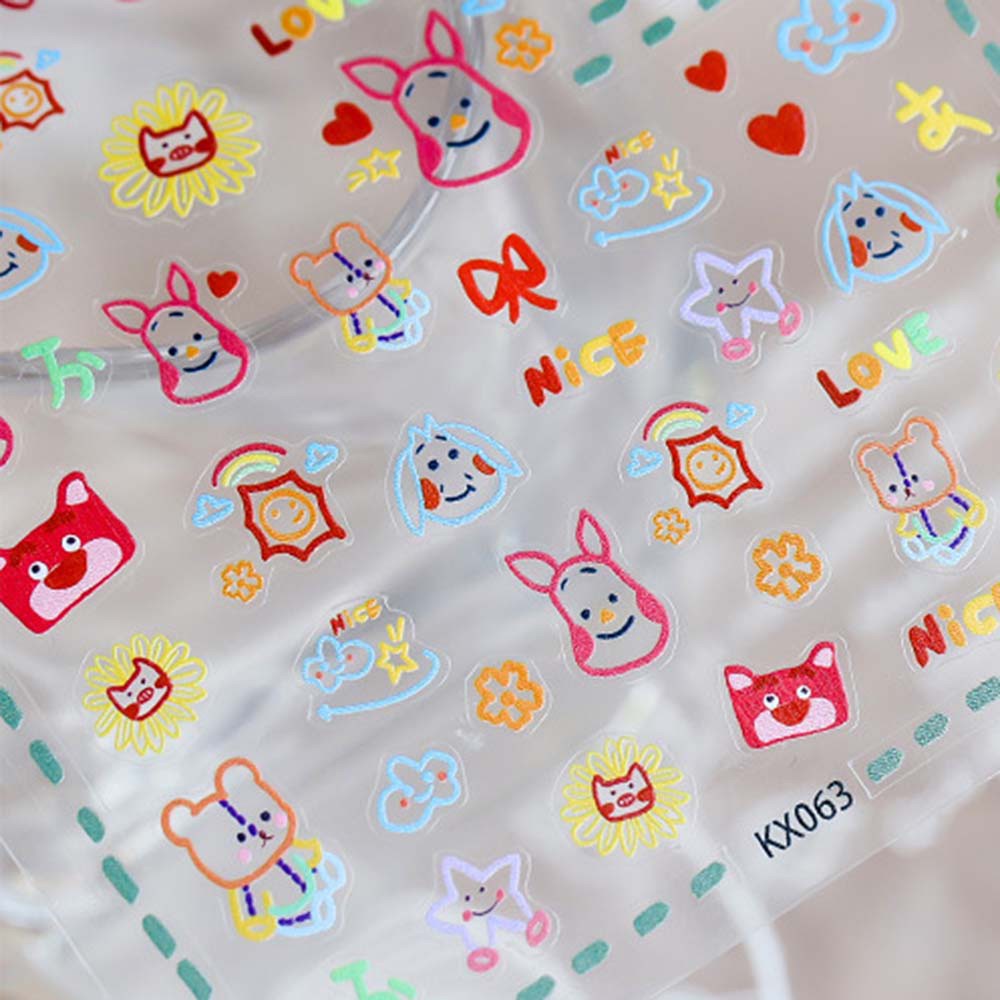 [Hàng mới về] Nhãn dán trang trí móng họa tiết động vật hoạt hình 5D siêu mỏng nhiều màu