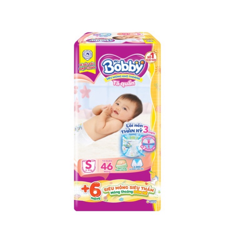 [MẪU MỚI] Tã Quần Bobby S46 miếng mẫu mới nhất cho bé 4-8kg