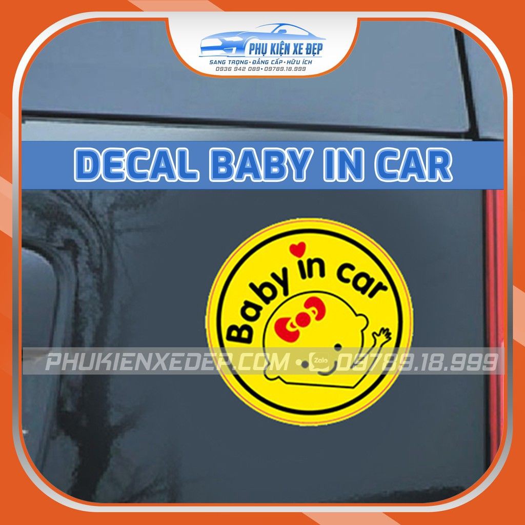 Tem dán Baby In Car trang trí ô tô