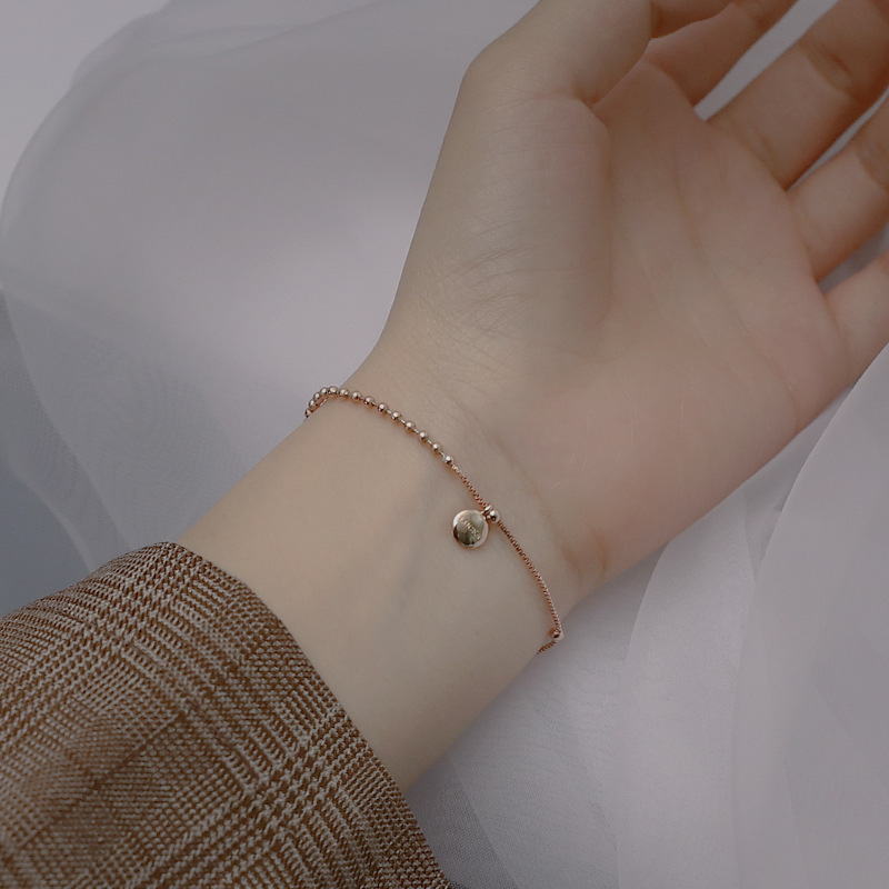 Vòng đeo tay bạc 925 có hạt trang trí chữ thời trang Hàn Quốc cho nữ | BigBuy360 - bigbuy360.vn