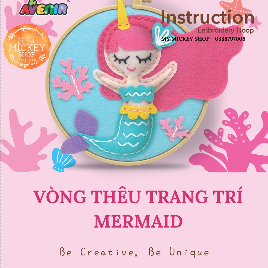 Đồ chơi làm khung vòng thêu trang trí thú bông handmade thủ công cho bé từ 5 6 7 tuổi chính hãng Avenir My Mickey Shop