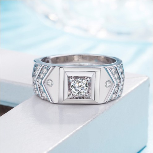 Nhẫn bạc cao cấp thiết kế hở đính đá sang trọng lịch lãm nhẫn nam và nữ freesize
