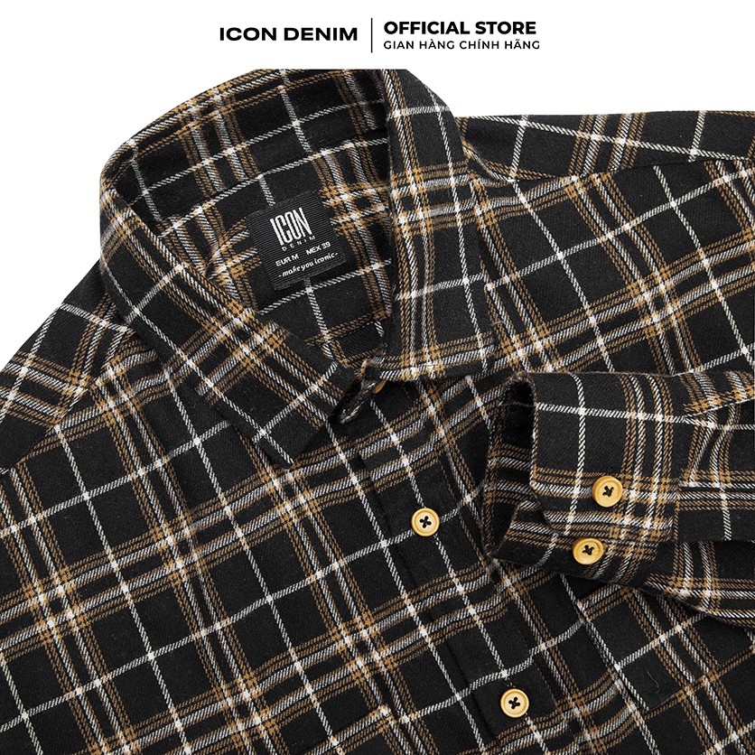 Áo Sơ Mi Nam ICON DENIM Flannel Có Túi Black & Blue Plaid | BigBuy360 - bigbuy360.vn