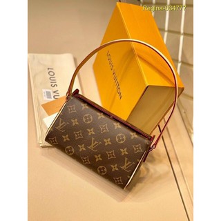 Túi lv kẹp nách hoa nâu kèm dây đeo chéo