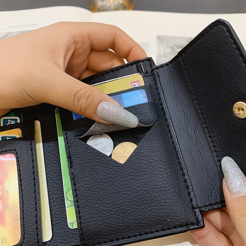 Ví Đựng Tiền Xu / Thẻ Có Khóa Cài Họa Tiết Gấu Hoạt Hình Dễ Thương Cho Nữ