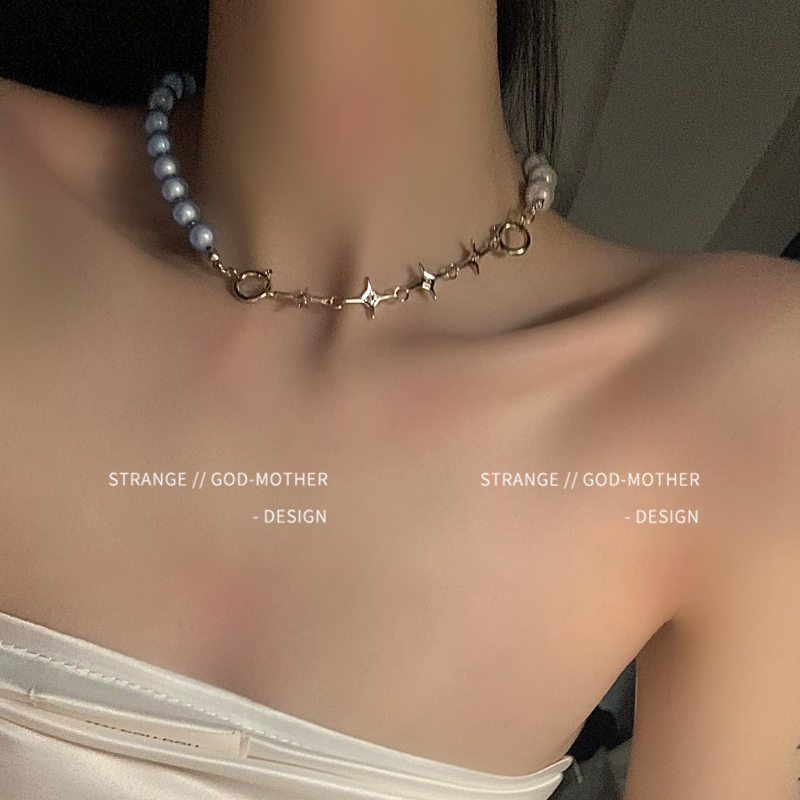 Dây chuyền chuỗi hạt phong cách hip hop 19942 ngọc trai giả