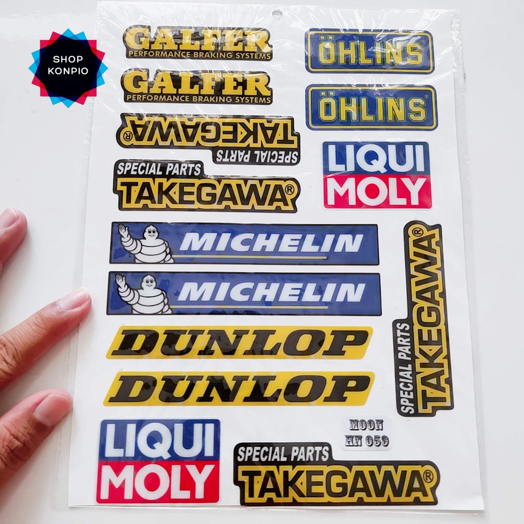 Bộ Tem Sticker Michelin Liqui Takegawa Dập Nổi Cao Cấp Dán Xe Máy, Ô Tô, Mũ Bảo Hiểm, Chống Thấm Nước, Chống Bay Màu
