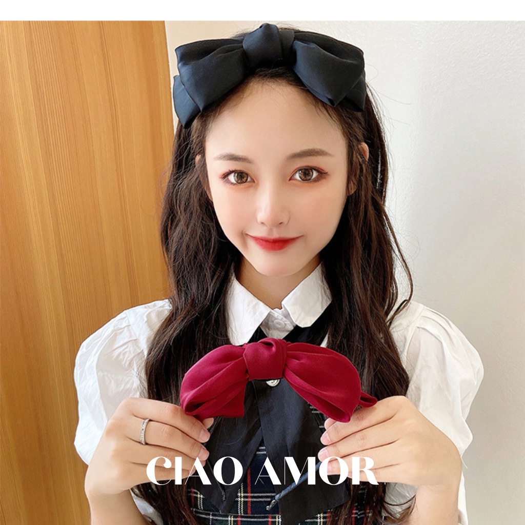 Cài tóc nữ, băng đô tóc nơ to bản phong cách Hàn Quốc Phụ kiện Ciao Amor - Mã CT0031