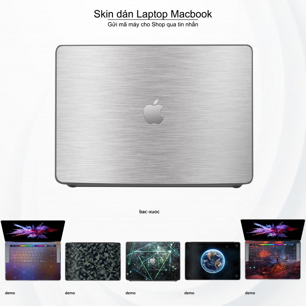 Skin dán Macbook in hình Aluminum Chrome bạc xước (inbox mã máy cho Shop)