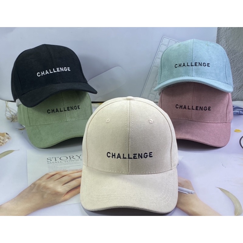 Nón kết nhung mịm - mũ lưỡi trai hàn quốc thêu CHALLENGE thời trang nam nữ