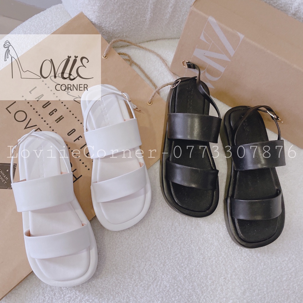 GIÀY NỮ LOVIIECORNER - SANDAL BÁNH MÌ ĐẾ ĐỘN - SANDAL 2 QUAI NGANG ĐẾ BẰNG HỌC SINH S220515