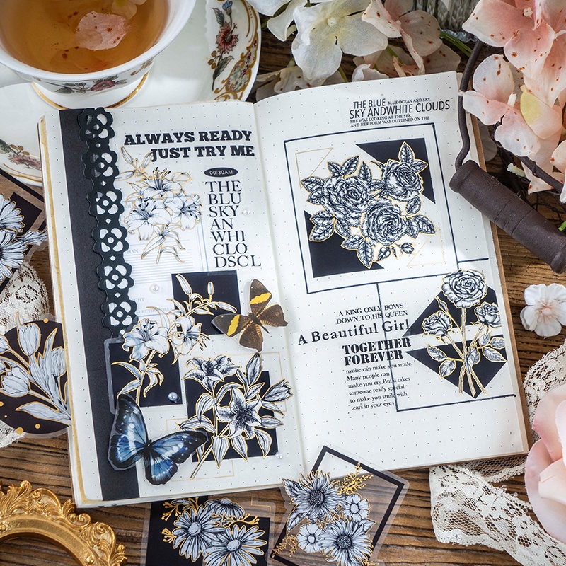 Set 30 Sticker PET Mạ Vàng Dùng Để Trang Trí Sổ Tay DIY
